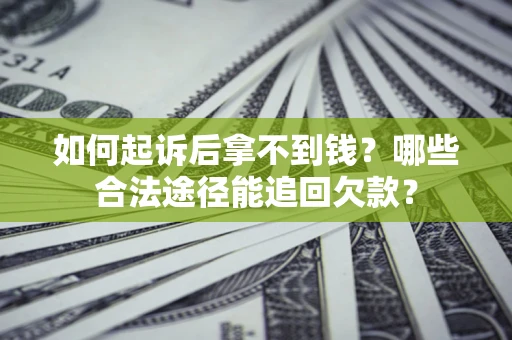 武汉如何起诉后拿不到钱？哪些合法途径能追回欠款？