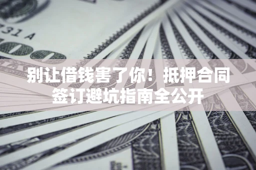 武汉别让借钱害了你！抵押合同签订避坑指南全公开